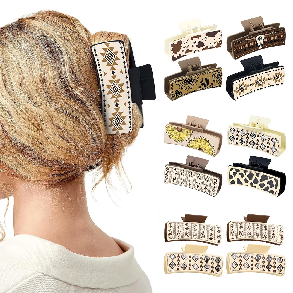 

3/4Pack Hair Claw Clips Rectangle Claw Clips Non-slip Strong Hold Jaw Clips for Thick Thin Hair for Women and Girls