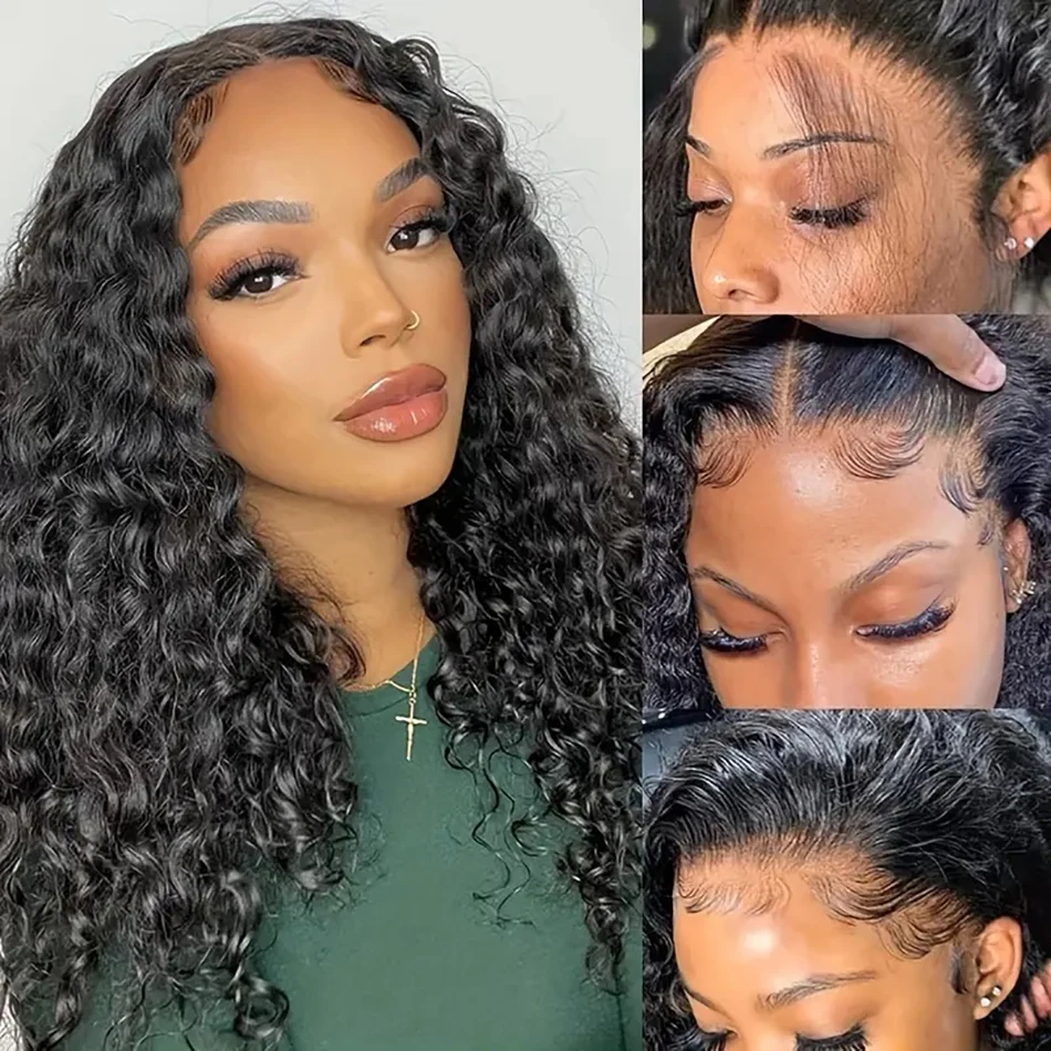 

Water Wave 13x6 HD Lace Frontal Wig Brazilian Curly Transparent 13x4 Lace Front Human Hair Wig For Women PrePlucked Wet And Wavy