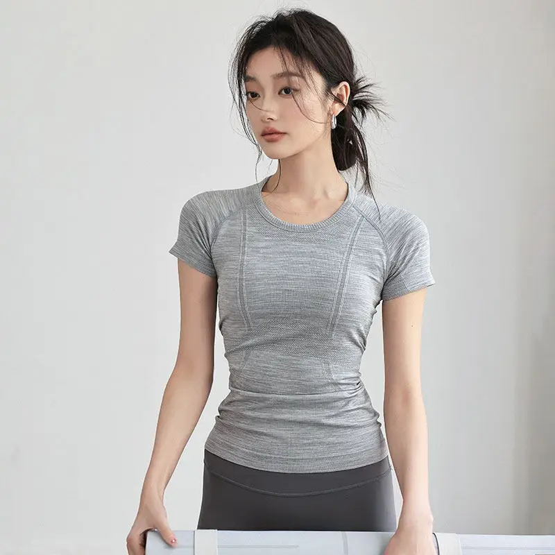 

2026 Women's Quick Dry Sports Short Sleeve T-Shirt for Running Yoga Pilates Tight Fitness Training Top Summer Active Wear