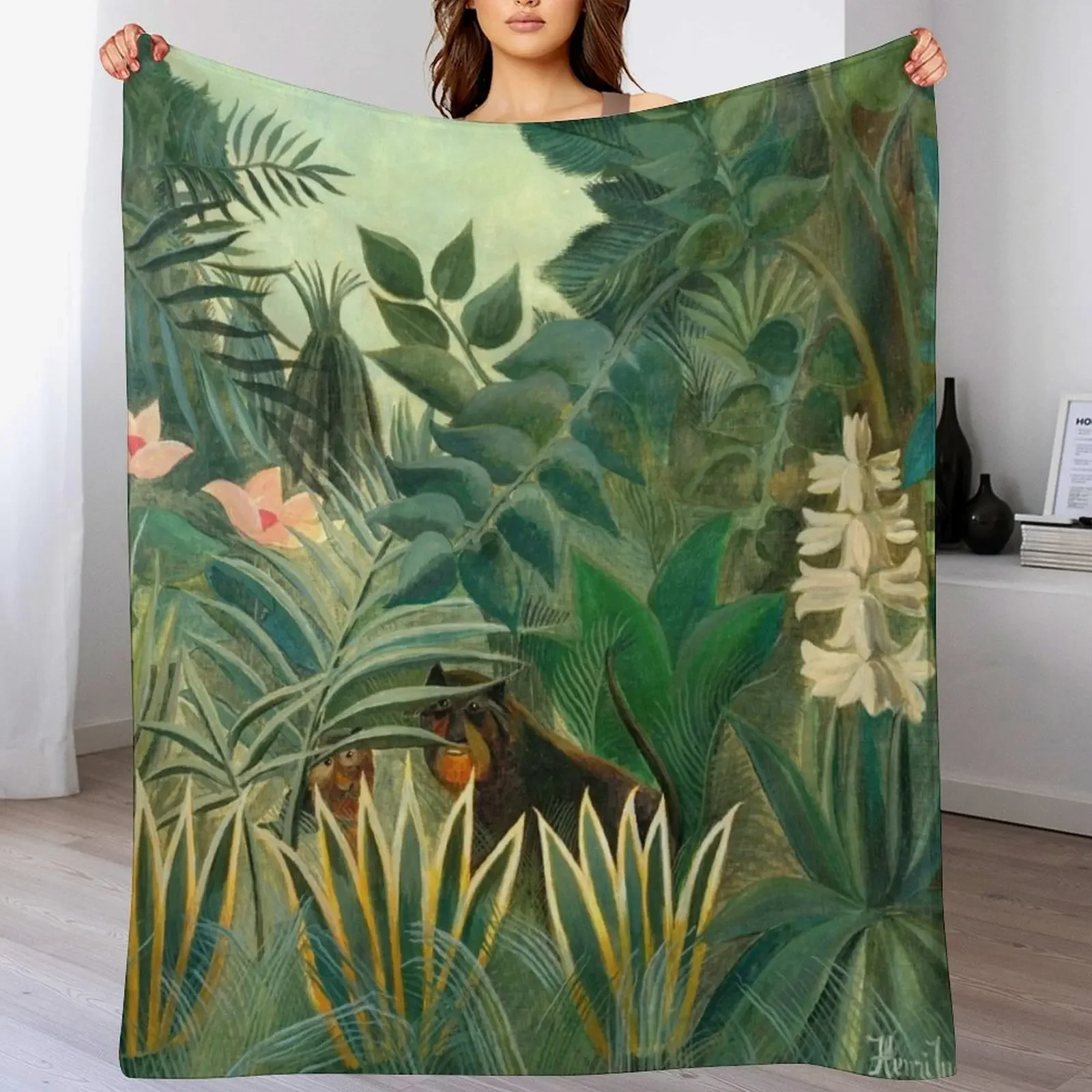 Henri Rousseau The Equatorial Jungle, 1909 Throw Blanket Bed Fashionable warm for winter funny gift Luxury St Blankets