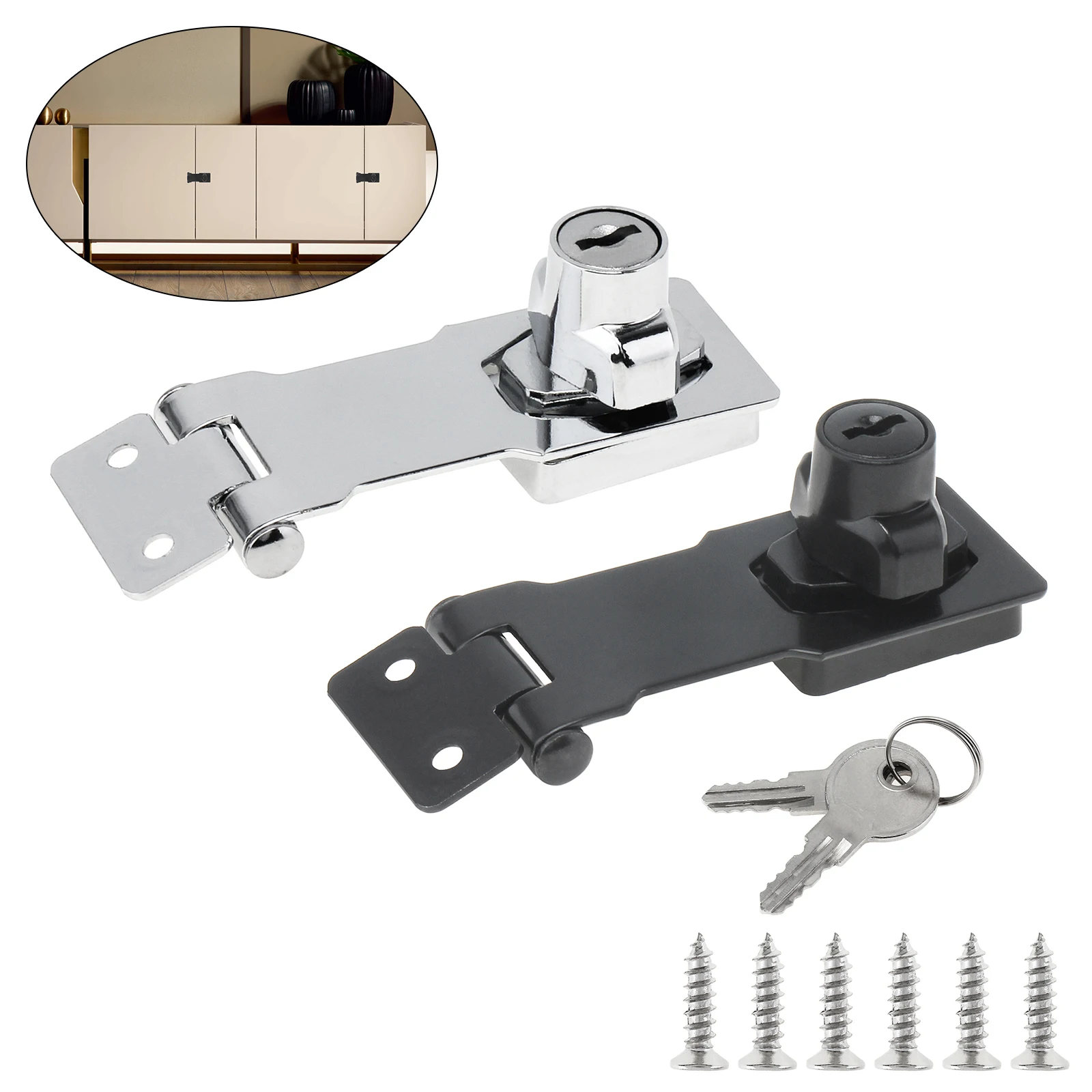 

1 Piece 3 Inch Thickened Zinc Alloy Hasp Locks for Cabinet / Doors with Keys, Safety Lock Door Latch