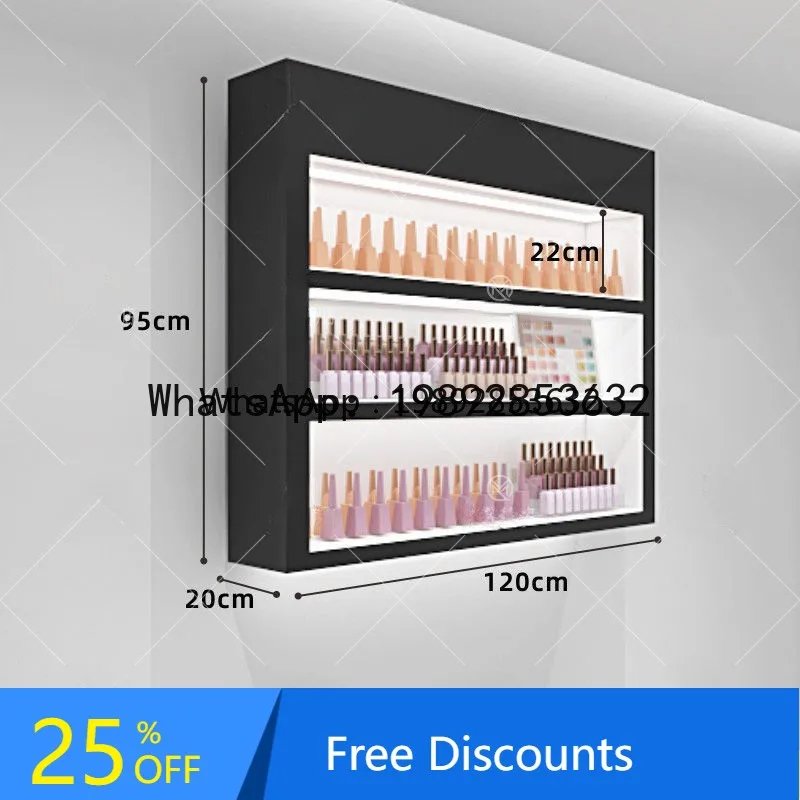Simple Modern Black Nail Display Cabinet Nail Polish Storage Wall-Mounted Rack Other Wood