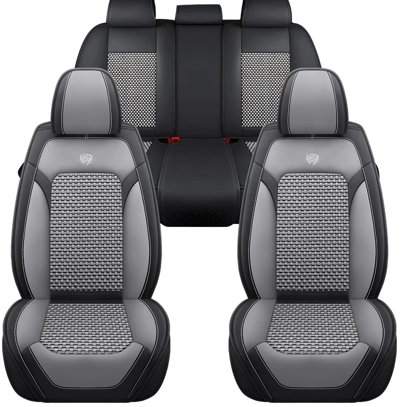 2 Coussins De Siège Auto Antidérapants En Lin - Fond Silicone, Taille 50x47cm, Poches, Pour Confort Et Protection