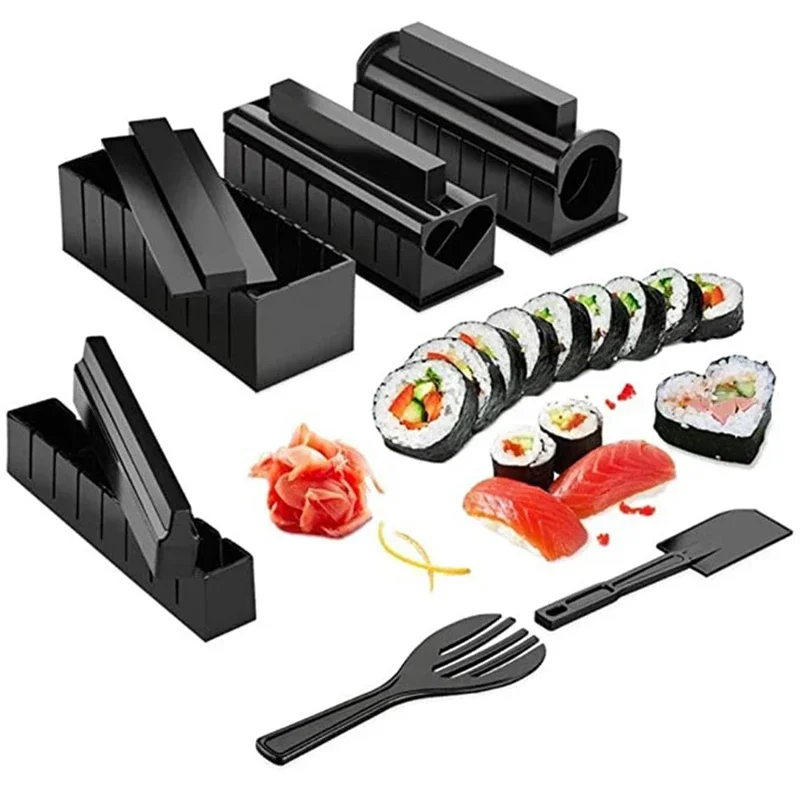 10 Pcs/Set DIY Sushi Making Kit Sushi Maker Rice Roll Mold Kitchen Sushi Rolling Tool Japanese Sushi Cooking Tools Kitchen Tools