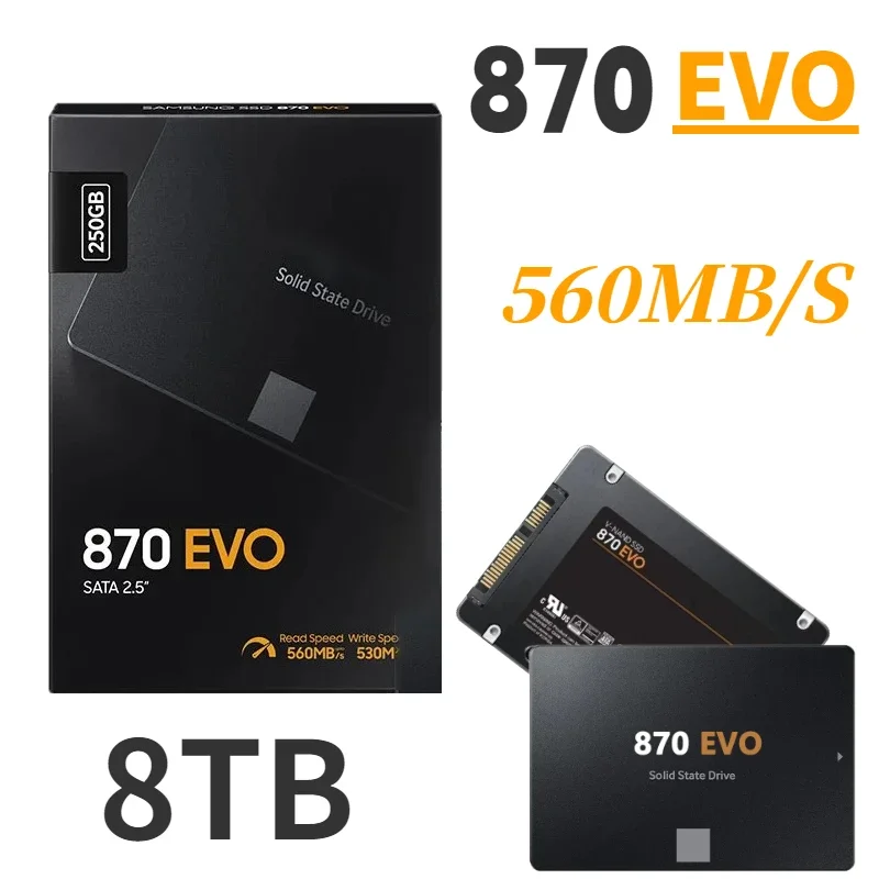 

2024 New SSD 870 EVO 1TB 2TB 4TB 8TB Internal Solid State Drives Hard Disk SATA 3.0 MLC 2.5 Inches for Laptop Desktop PC PS4 PS5