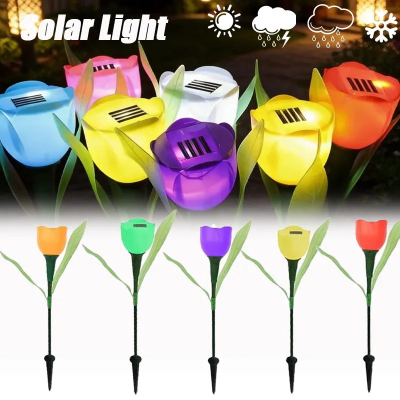 1-10PCS Solar Powered Tulip Ground Stake Light LED Garden Decorative Outdoor Landscape Lamp for Patio Yard Pathway