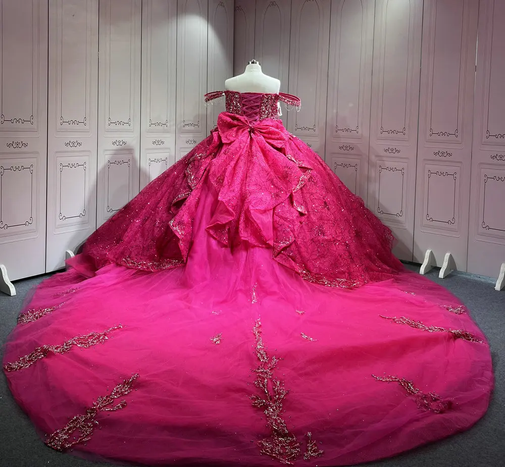 Mumuleo Fuchsia หวาน 16 ชุด PLUS ขนาด Quinceanera ชุดราคาไม่แพง Miss XV Vestidos De Quinceanera 15 Anos 2025 De Xv
