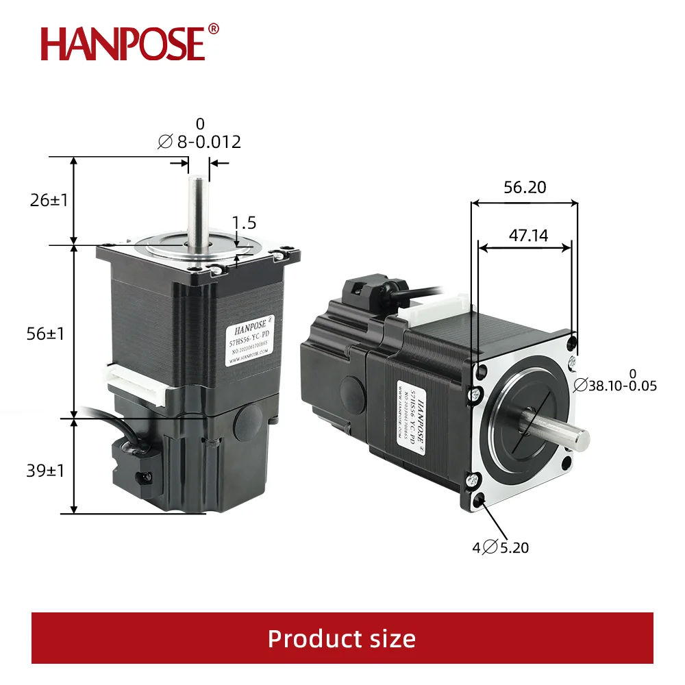 Stepper Motor NEMA23 high torque 2 phase 4-Leads 126N.cm 56mm 2.8A 57HS56-YC-PD Permanent magnet  For 3D engraving machine