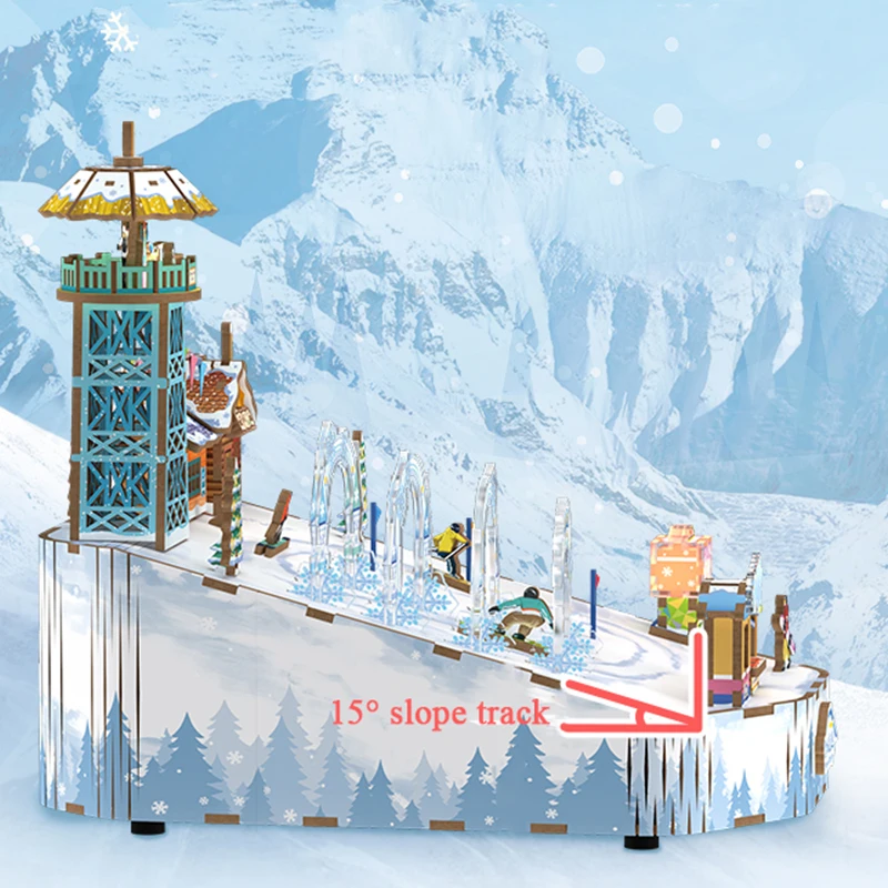 NUOVO carillon in legno fai da te corse di neve puzzle 3D kit modello in miniatura può spostare puzzle per amici regali di compleanno decorazione della casa