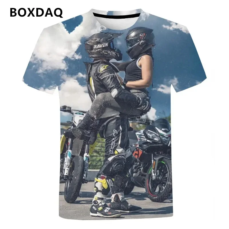 Fashion Trend Men\'s T-Shirts Cool Motorcycle Personality Street T Shirt High Quality 3D Printed Short Sleeve Male/Women Tops Tee