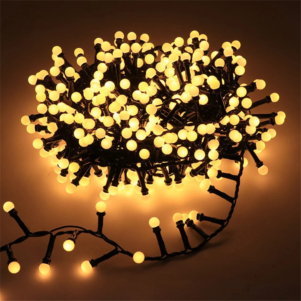 250/500LED Round Ball Christmas String Lights Firecrackers Fairy Lights Garland for Bedroom Xmas Wedding Party Garden Decoration