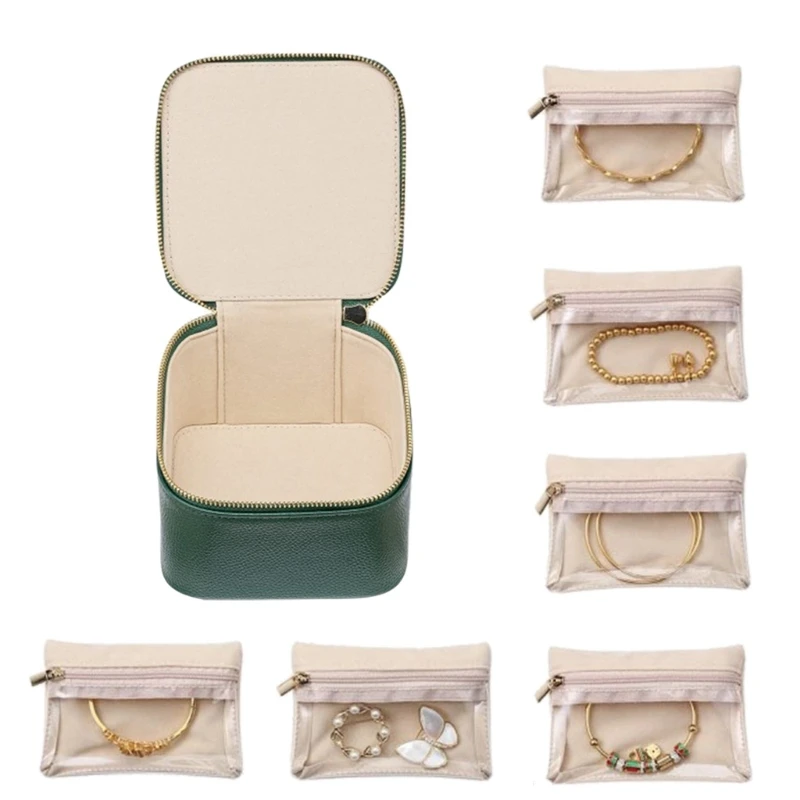 Elegant Jewelry Storage Case Convenient Jewellery PU Leather Earrings Rings Display Box Stylish Gift for Her