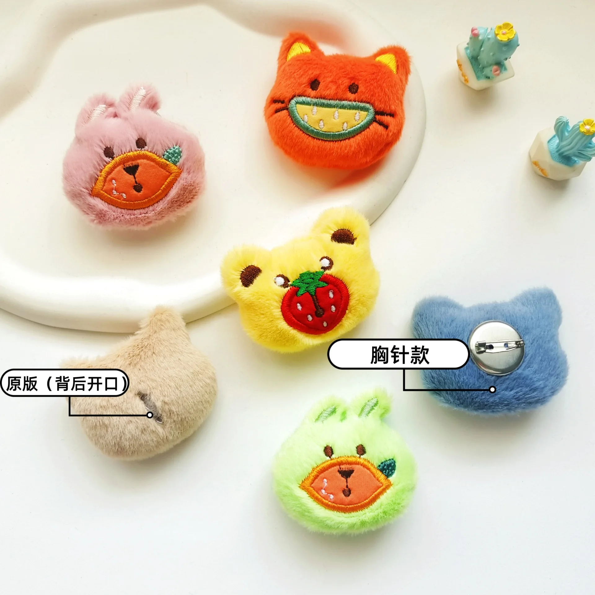 Cute Strawberry Bear and Lemon Doll Cute cartoon animals dolls diy hair clip accessories, DIY, 10Pcs /lot