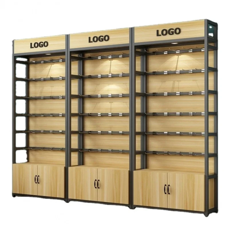 custom.Adjustable Showcase Display Rack with Cabinet Hooks Mobile Phone Accessories Supermarket Shelves Display Cabinet