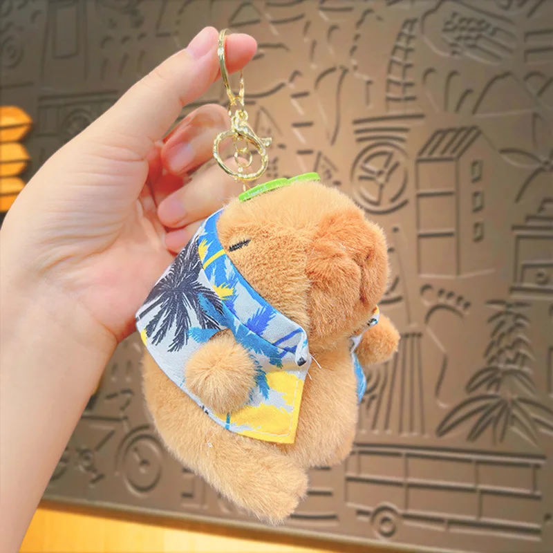 12cm Summer Day Capybara Plush Simulation Capibara Anime Fluffty Toy Cute Doll Stuffed Animals Soft Doll Decorative Bag Keychain