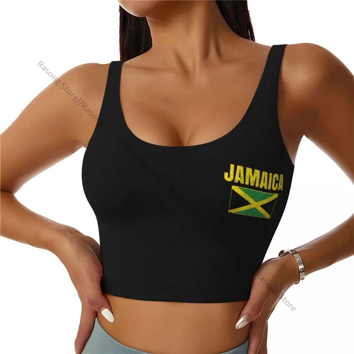 

Yoga Vest Women Gym Sports Crop Tops Jamaica Streetwear Workout Breathable Tank Top Female