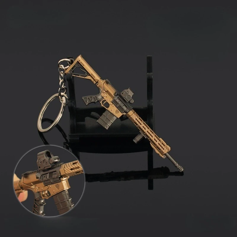 9 cm/3.54in Arena Breakout Mini M110 Fucile Modello In Lega Piccola Pistola Giocattoli Periferiche di Gioco Armi Portachiavi Ciondolo Ornamenti Desktop