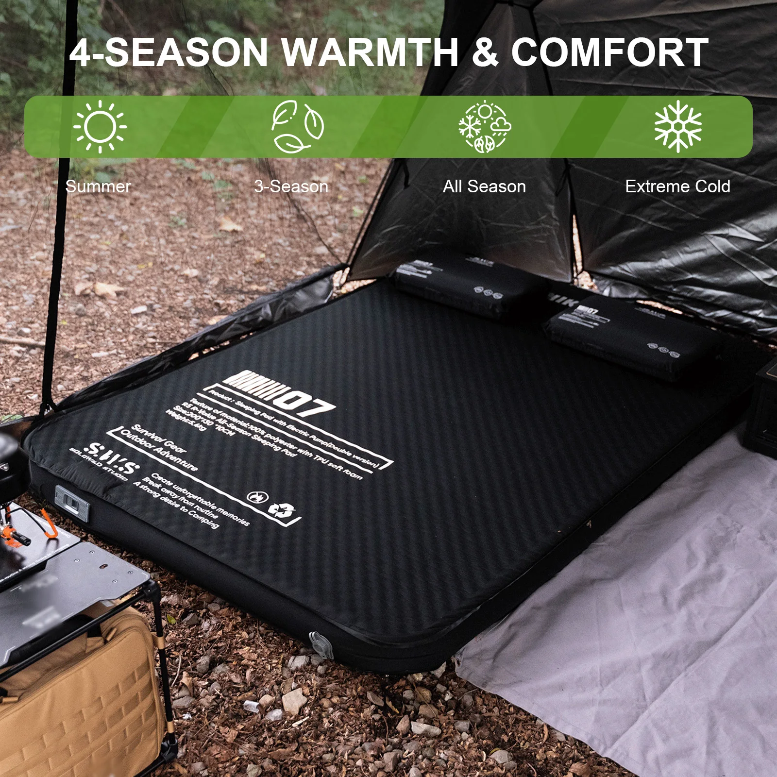 

Double Inflatable Sleeping Mat with Pump Compact Camping Air Mattress Automatic Inflatable Mat for Backpacking Hiking Beach Tent