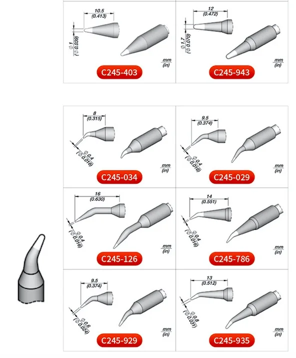 100% Ujung Besi Solder JBC C245 Asli untuk Gagang Nosel Las T245-A Asli