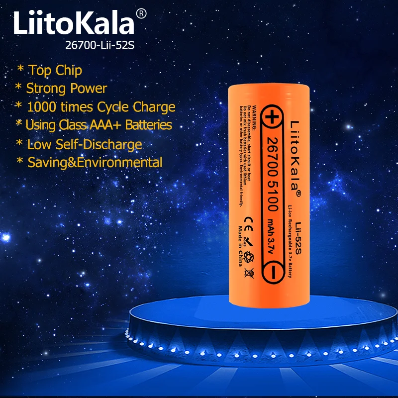 1 sztuk LiitoKala Lii-52S 26700 5100mAh o dużej pojemności 3.7v bateria litowa do latarki power Bank Li-ion akumulatory