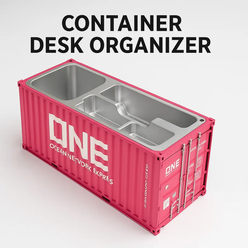 

Shipping Container Pen Holder Creative Desk Organizer Business Card Storage Box Decorative Office Stationery Case Gift Display