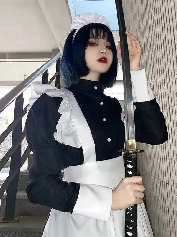 メイドコスチューム レディース メンズ デイリー コスプレ 可愛い ロリータ ドレス アニメ メイド服 ロリ 黒 ユニセックス ロングドレス ファッション レディース MSW8
