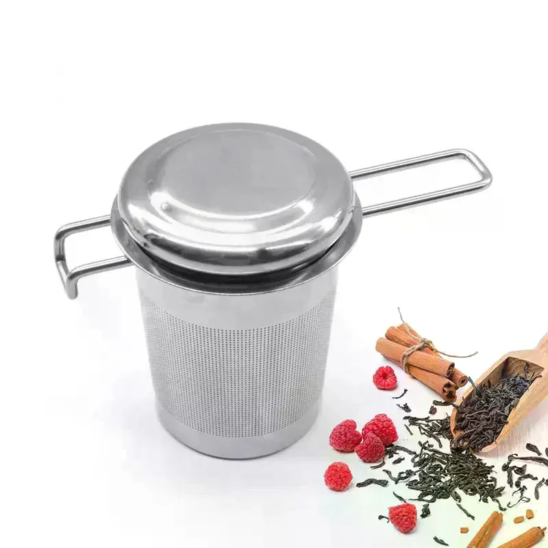Stainless Steel Fine Mesh Tea Filter Extended Handle Loose Tea Drainer With Lid Anti-Scald Multi-Purpose Tea Strainer Premium