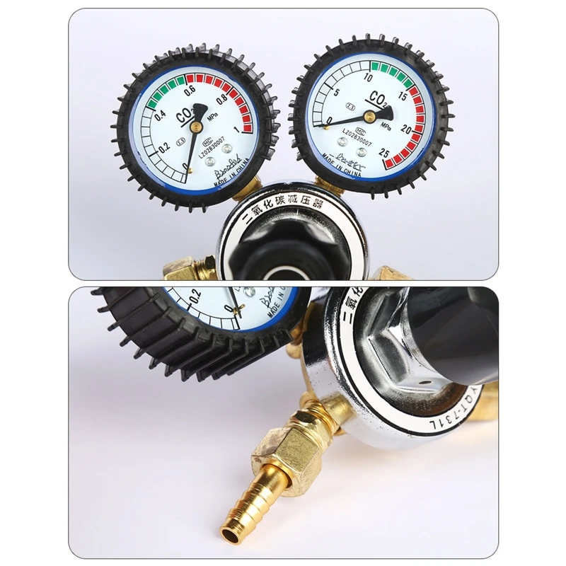 Double Gauge Co2 Regulator Gauge Argon Gauges Gas Welding Pressure Relief for Va Dropship