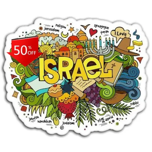 

Israel Colorful Retro Car Laptop Window Motor Home Accessory Unique Funny Vintage Trendy