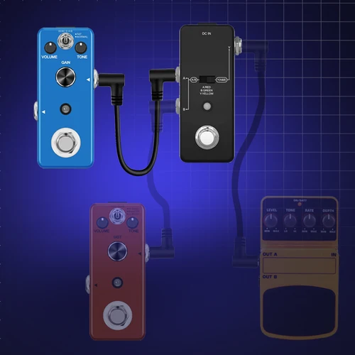 Imagen 2 del producto Cable de conexión de Pedal de efecto de guitarra 6,35, tablero de efectos de 6/12 pulgadas, Cable corto TS, Cables Mono de ángulo recto, accesorios para bajo y guitarra, 2-8 Uds.