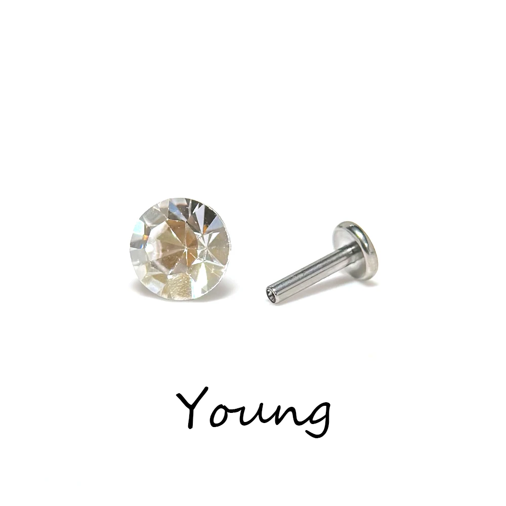 أقراط وازي زركونيا ملونة بدون مخلب ، دبابيس إدخال طبية ، مجوهرات ثقب الأظافر للزرع ، التيتانيوم F136 ، G23 ، 6 #5