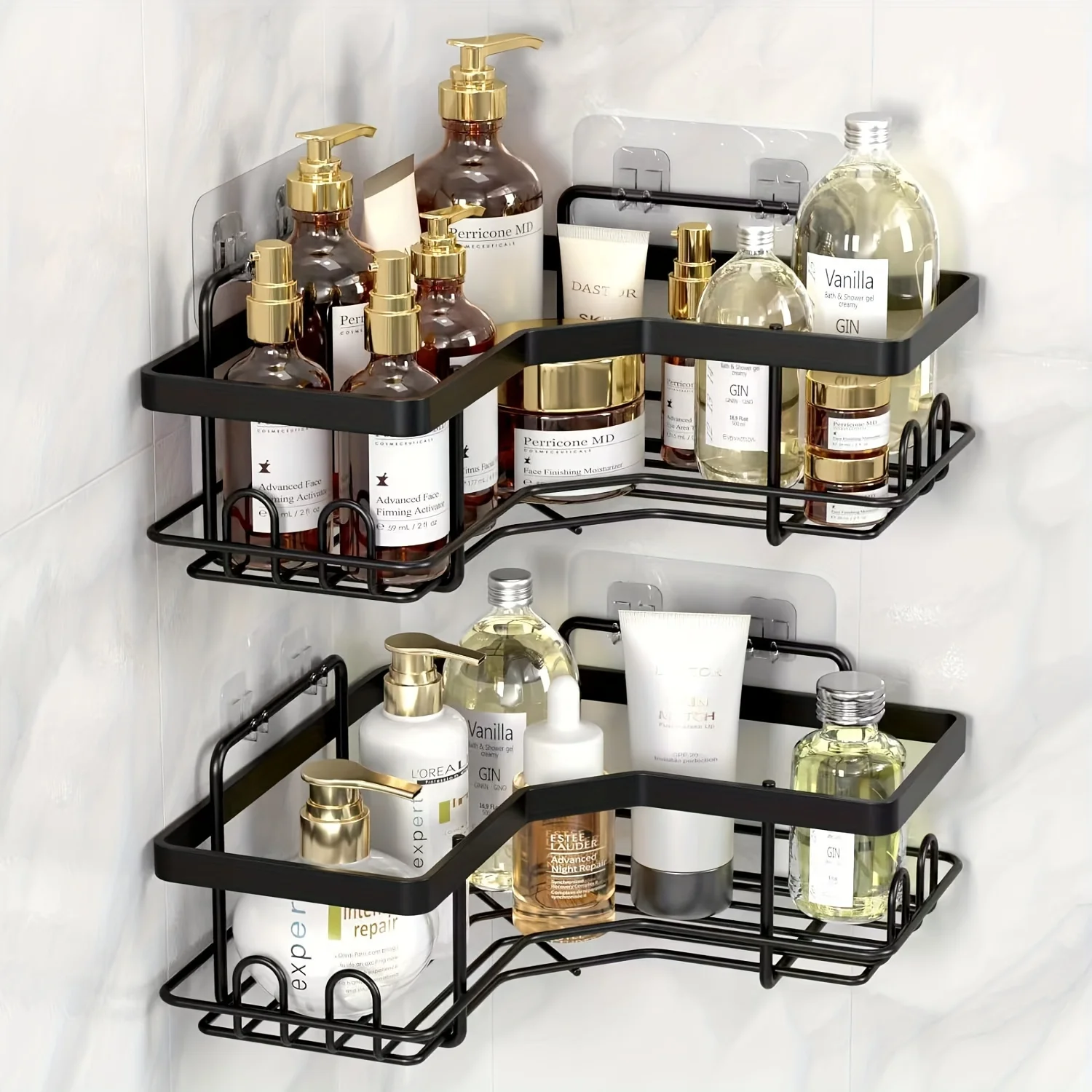 Easy-Install Black Triangle Shower Caddy - No-Drill, Wall-Mounted Bathroom Corner  Rack With Powder-Coated Finish