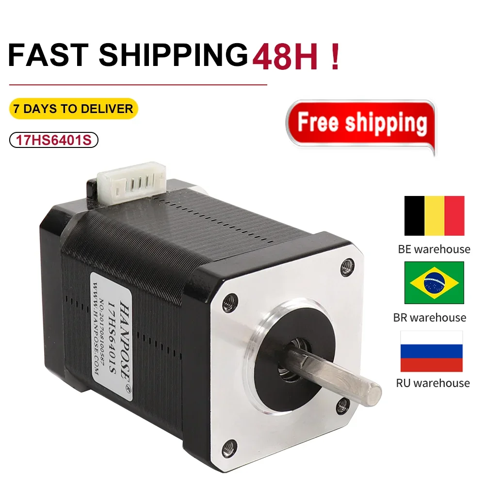 2-Phase Hybrid Stepper Motor Nema17 Motor 60MM 1.7A, 70N.CM  4-Wire Nema 17 17HS6401S For 3D Printer CNC Motor