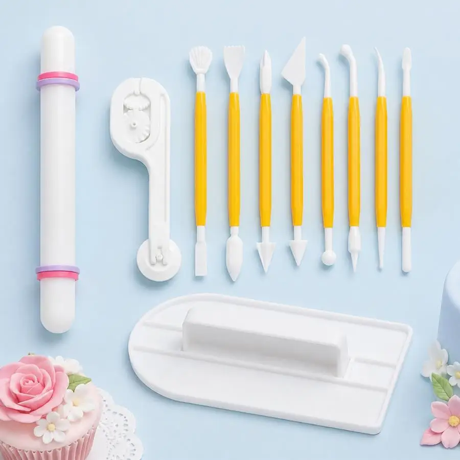 11pcs Plastic Sugar Craft Decorating Tools Bundle, Versatile Baking Kit for Homemade Cupcake, Candy Flower, Dessert Styling XJM
