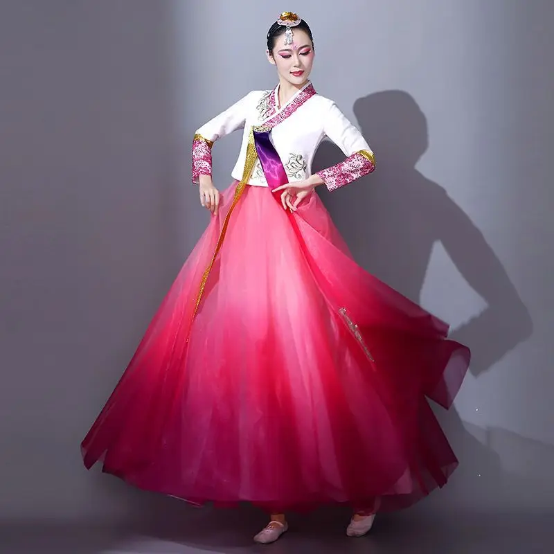 

Улучшенное корейское танцевальное платье: традиционный женский ханбок, этнический танцевальный костюм