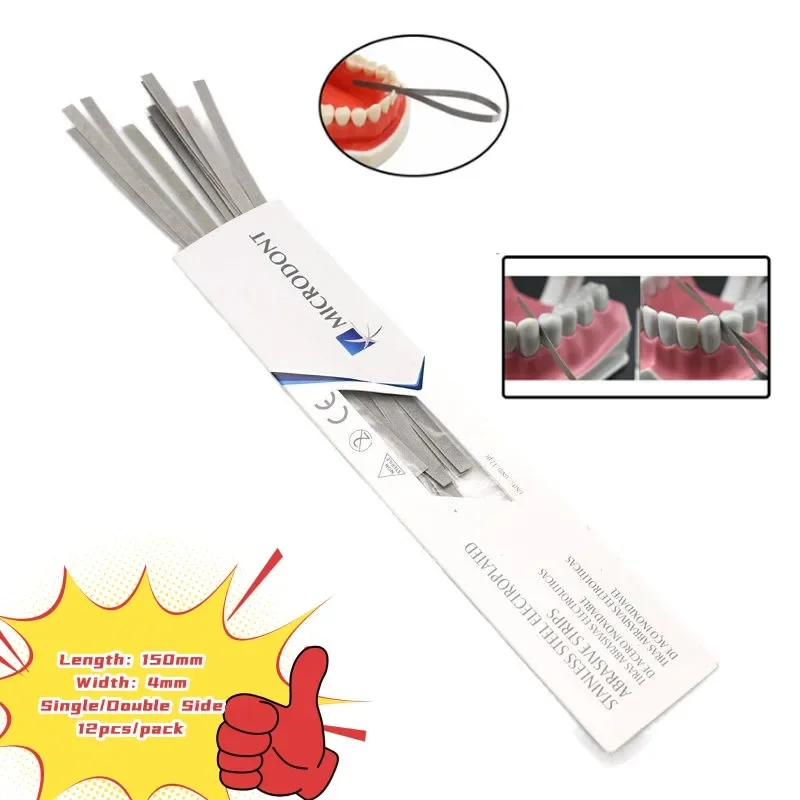 12 Pcs/Set Dental Metal Polishing Stick Strips Alumina Plated Sanding Surface Single Double Side Dentist Lab Materials