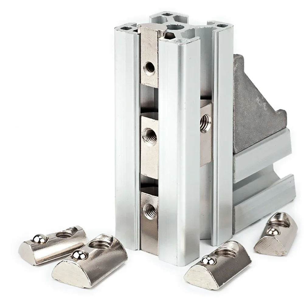 20Pcs M3 M4 M5 M6 M8 Spring Loaded T-Nut Roll-in T Spring Nut Block for 2020 3030 4040 4545 Aluminum Extrusion Profile