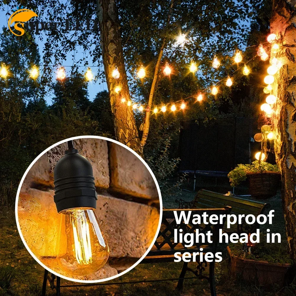 

Patio String Light Outdoor waterproof Garland Lights 220V E27 Connectable Hanging Light for Backyard Porch Balcony Party Decor