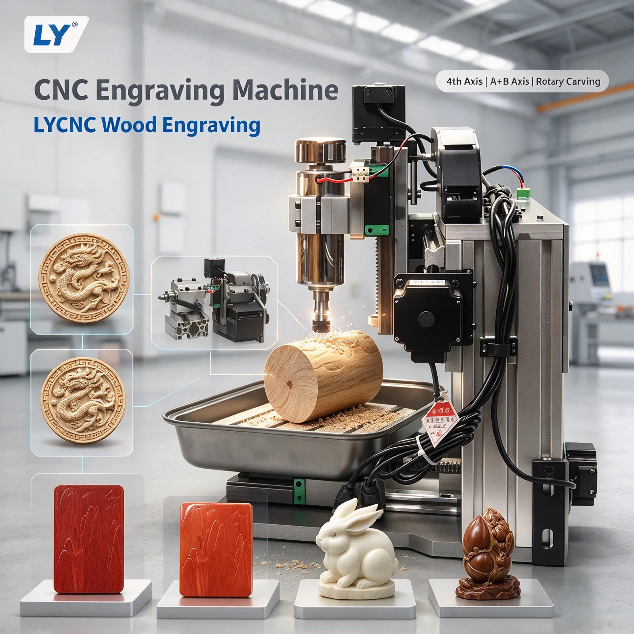 Square Line Rail CNC Router 3020 3/4/5 Axis Metal Milling PCB Drilling Machine 500W ER11 Spindle USB Port Wood Carving Engraving