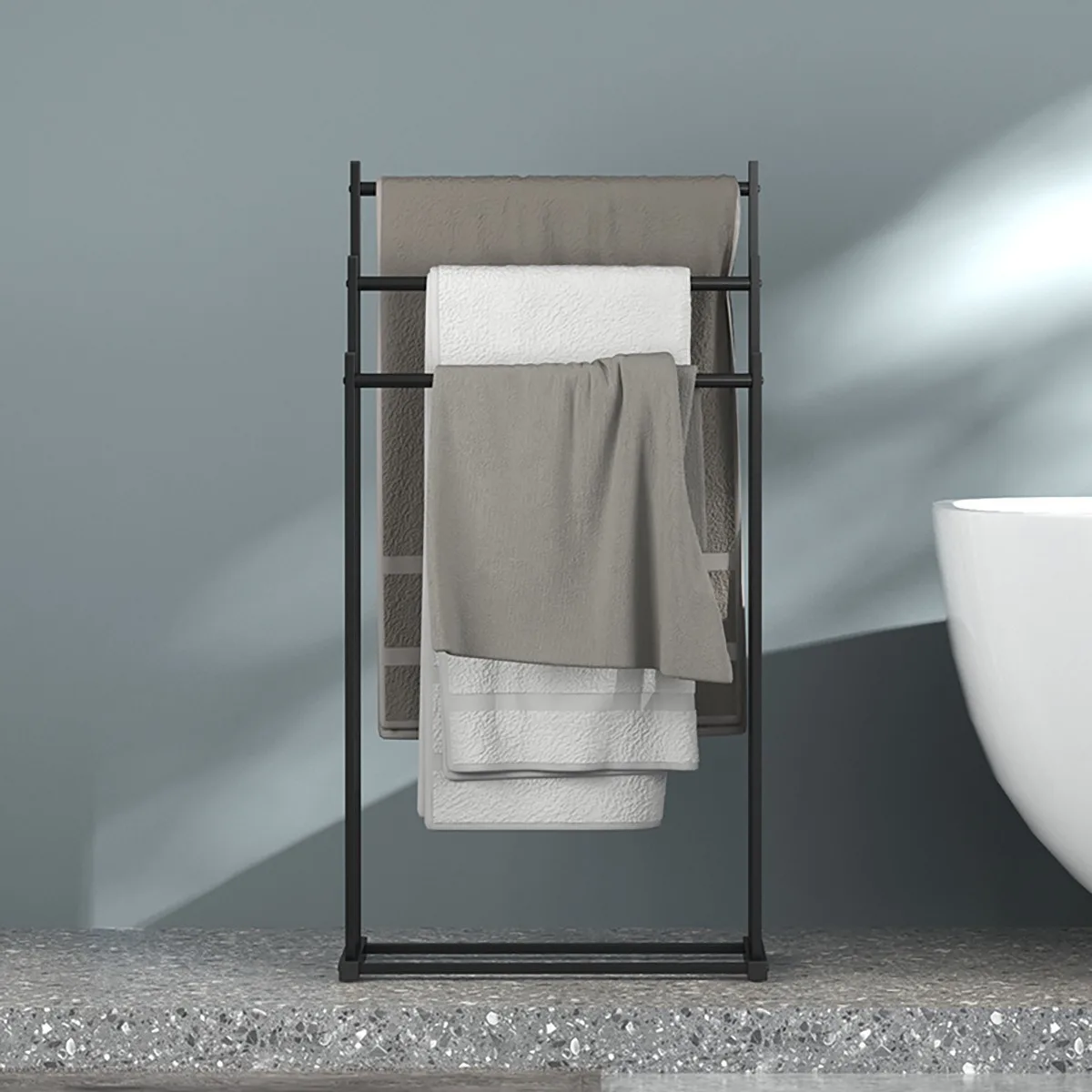 Shelf household vertical drying bathroom non-punching towel bar multi-function
