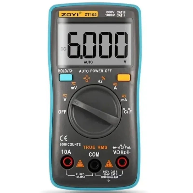 ZOYI ZT102 Multimeter Digital 6000 Counts AC/DC Voltage Current Tester Voltmeter Ammeter Ohm Diode Resistance Frequency Meter