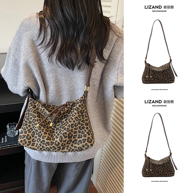 

Spring Summer Women's Fashionable Light Weight Cloth Bag Crossbody Bag Underarm Bag Leopard Print Versatile Casual Handbag