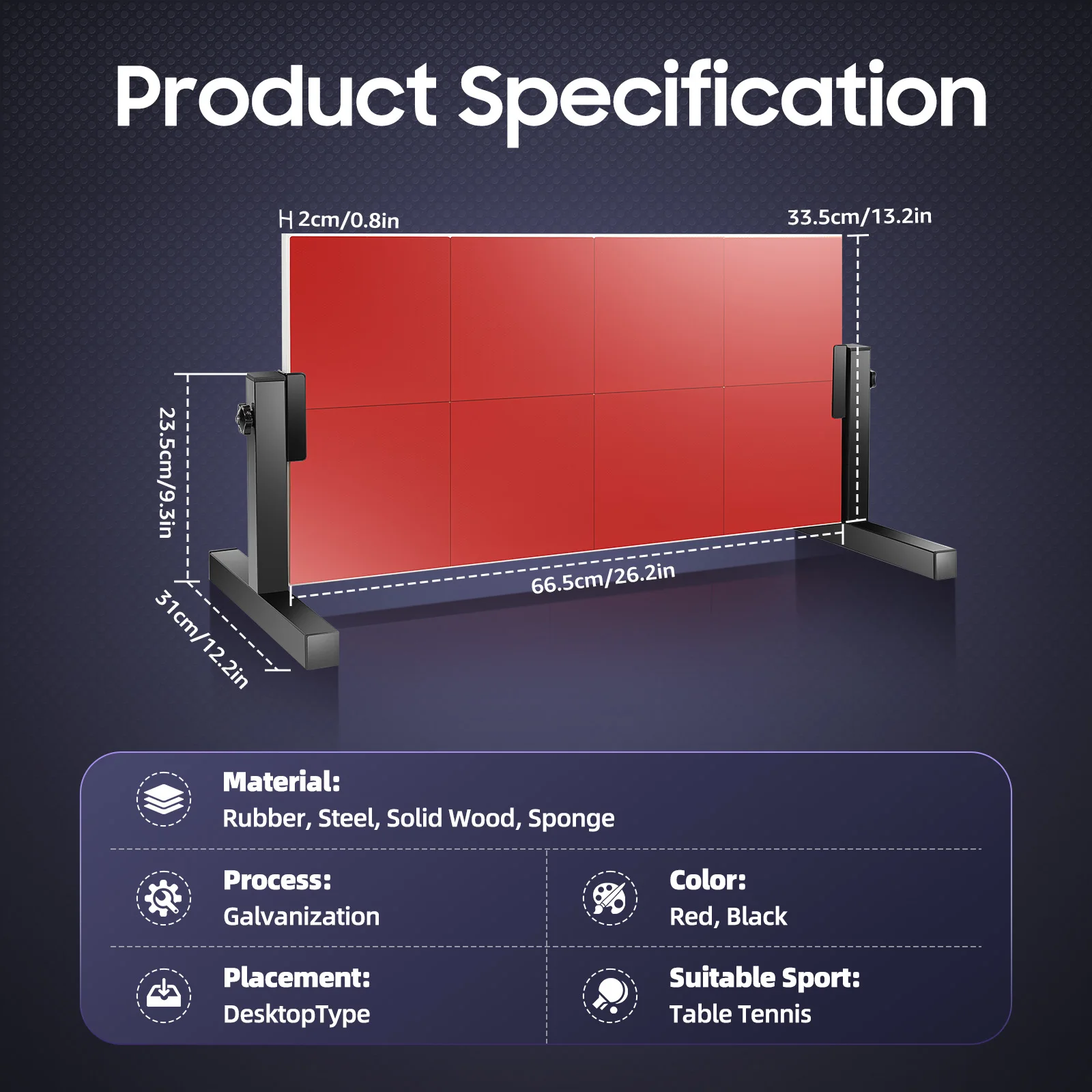 Tischtennis-Rückprallwand mit 8 roten Gummibällen, Pingpong-Rückprallbrett für Selbsttraining, einfach zu installieren – Detail 2