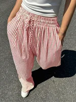 Plus Size Women's Fashion 1XL-5XL Comfortable Striped Drawstring Casual Pants Loose Stretch Mid Waist Tracksuit Pants - Image 5