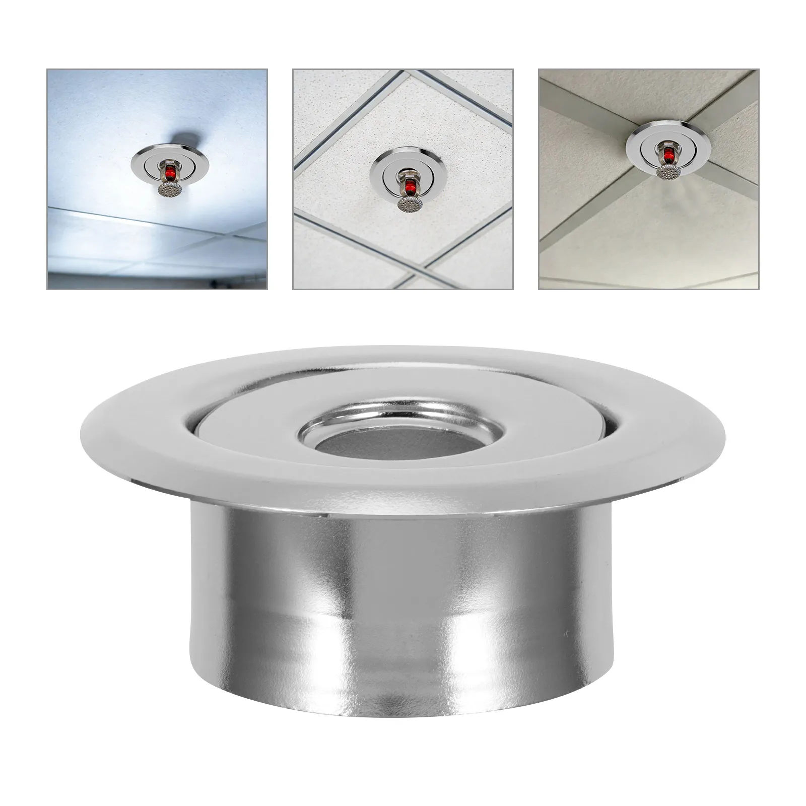 2Pcs Metal Fire Sprinkler Escutcheon Trim Ring 24Mm Recessed Ceiling Cover Plate Hidden Installation Fire Sprinkler Head
