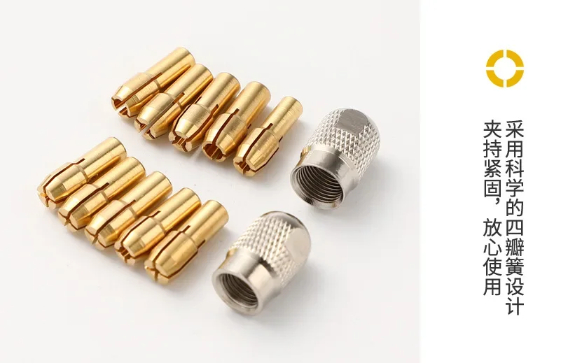 10Pcs Brass Drill Bit Chucks Collet Bits 0.5-3.2mm 4.3mm Shank with Screw Nut for Dremel Power Tool Accessories