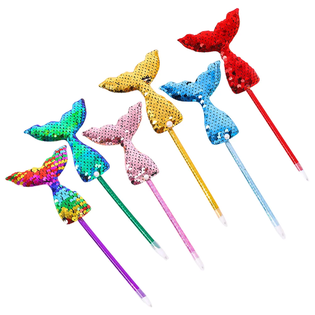 

6 шт., шариковая ручка-русалка, гладкий гель для письма, удобная ручка, практичные чернила для офиса, учебы, подарок, портативные пластиковые ручки, очаровательные