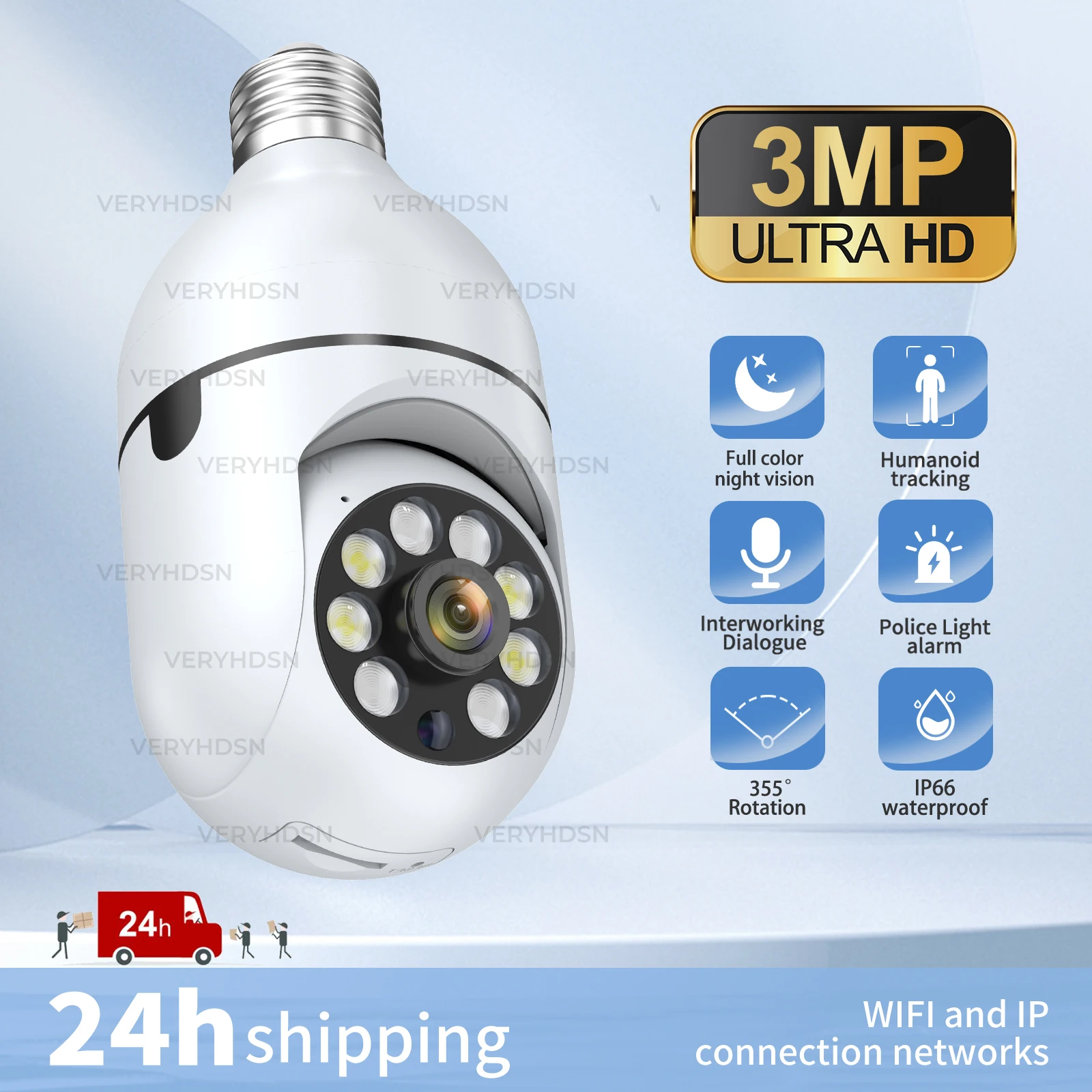 3MP IP Wifi Camera Surveillance CCTV Security Video Wireless Outdoor Audio Night Vision Human Detection 4X Digital Zoom Monitor