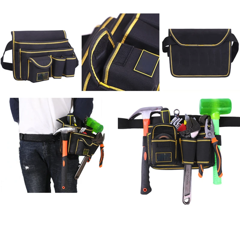 

Multi-Function Electrician Tools Bag Waterproof Anti-Fall Tool Waist Pouch Oxford Cloth Tool Kits With Multi Pockets Organizers