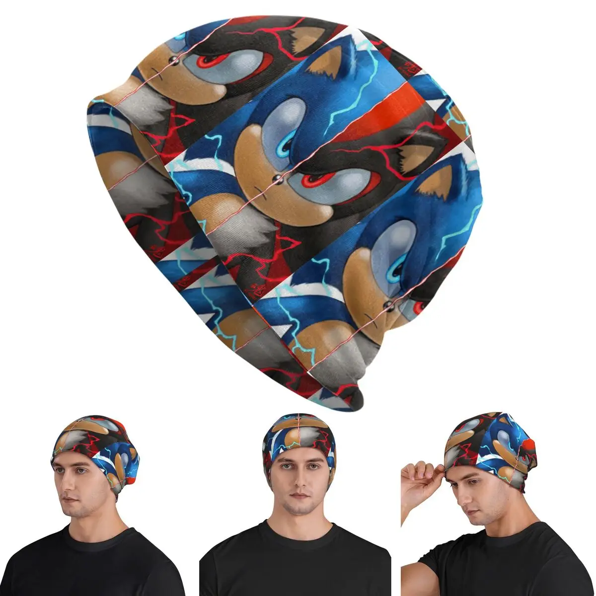 Sonic Shadow Warm Knitted Cap Hip Hop Bonnet Hat Autumn Winter Outdoor Beanies Hats for Unisex Adult
